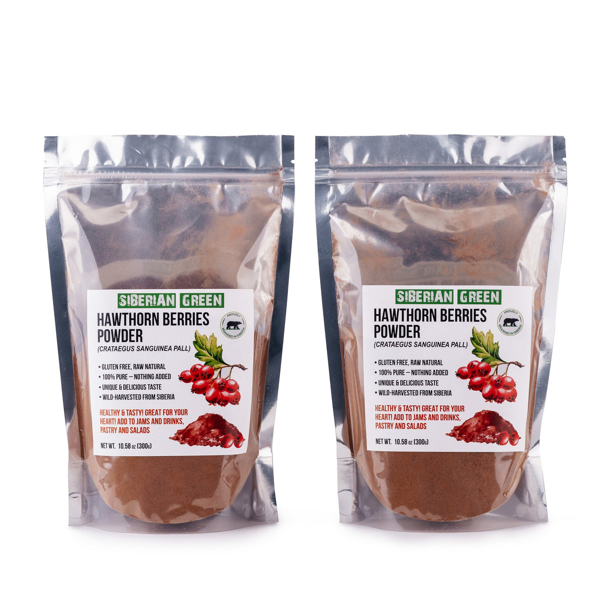 Siberian Hawthorn Dried Berries Powder Flour Tea 300g (10.58oz) Wild Harvested Crataegus Sanguinea from Altai