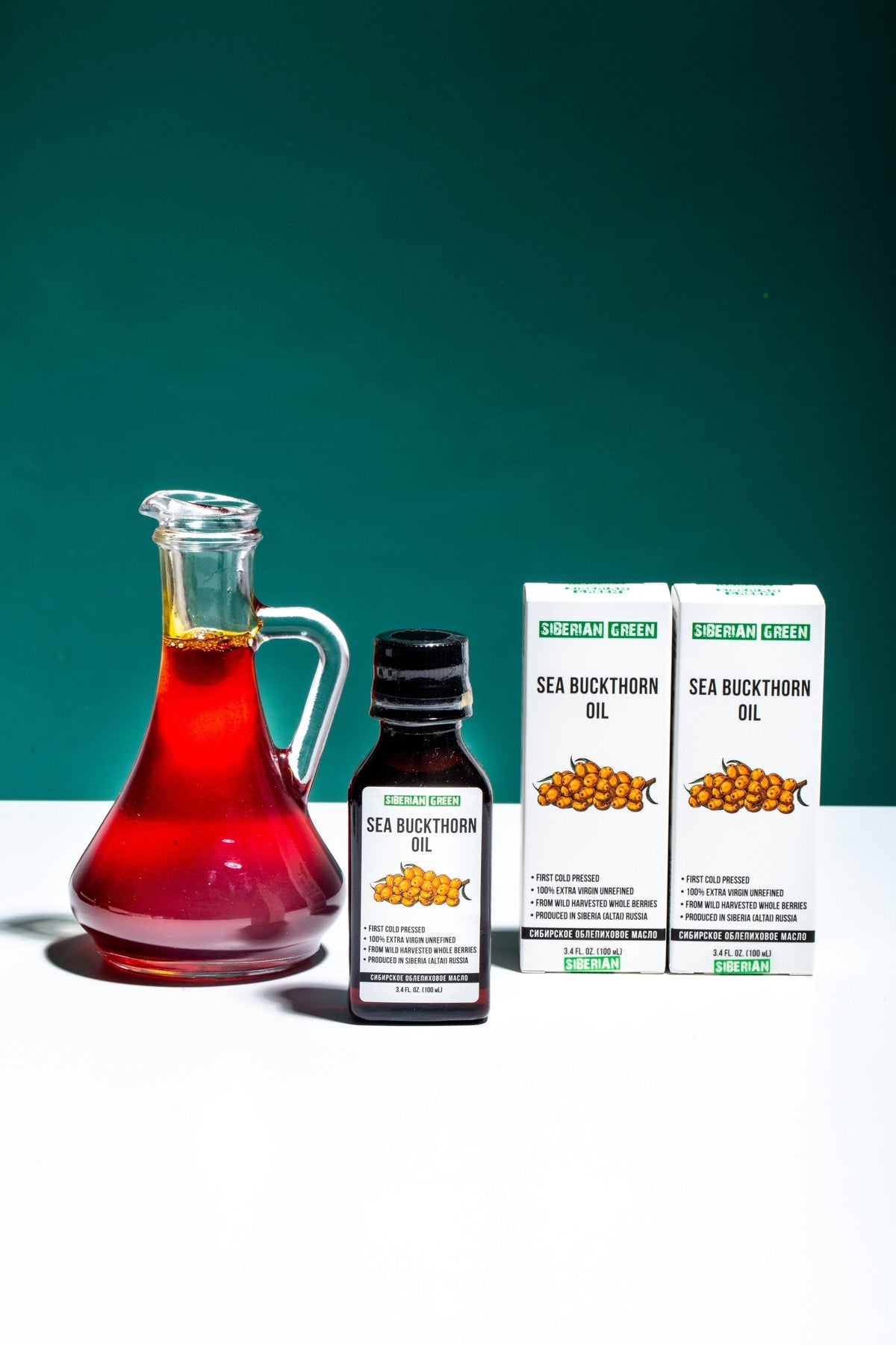 Siberian Sea Buckthorn Seeds and Berries Oil | 100% Natural Extra Virgin Cold Pressed 100 ml / 3.4 fl oz | Premium Carotenoids