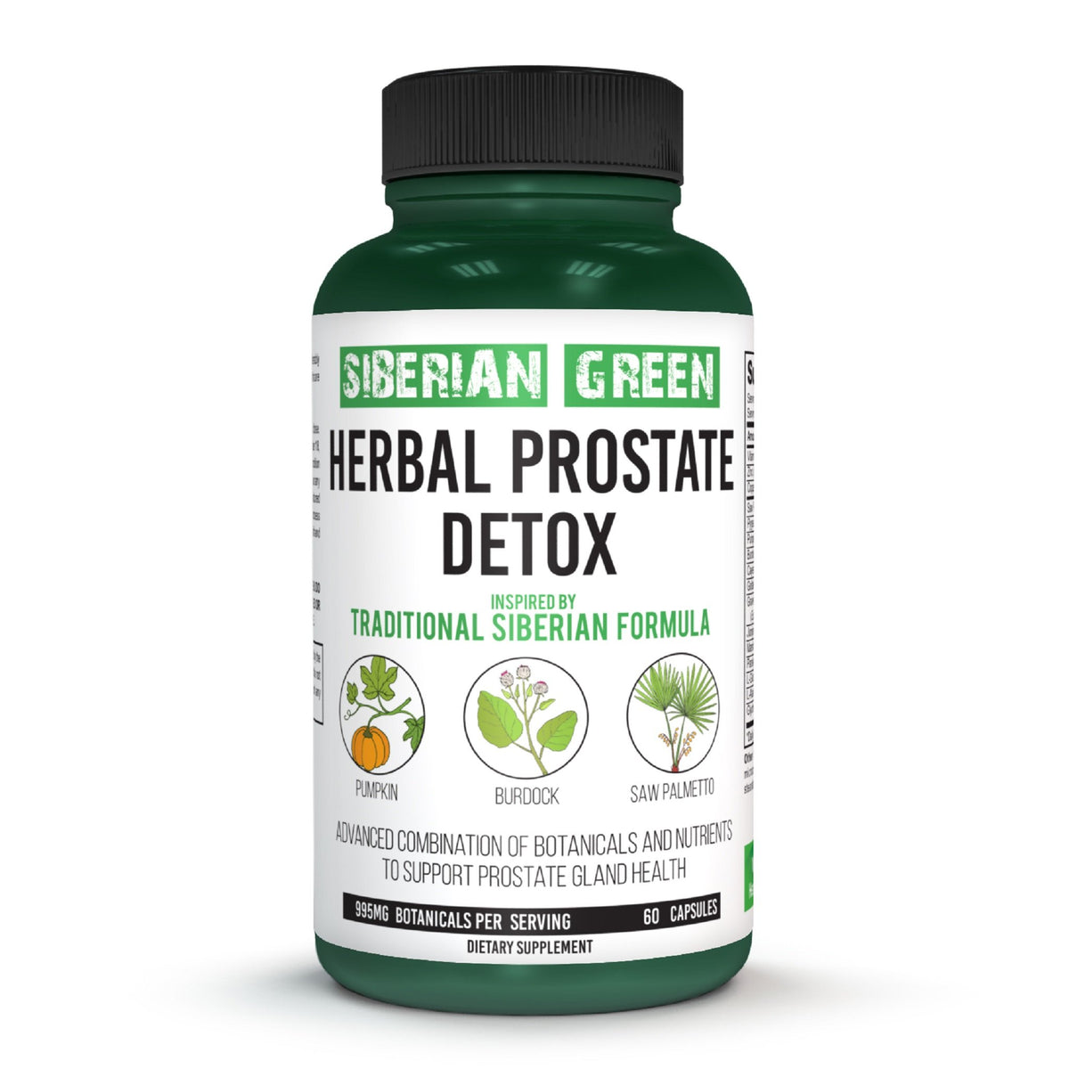Herbal Prostate Detox Siberian Green 60 Caps – Saw Palmetto Burdock Pumpkin