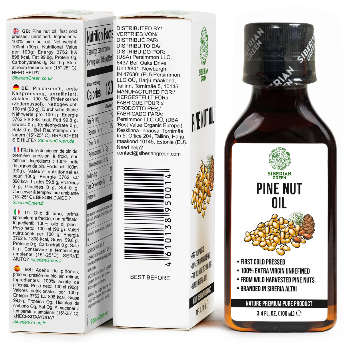 Extra Virgin Siberian Pine Nut Oil – 100% Pure & Cold Pressed