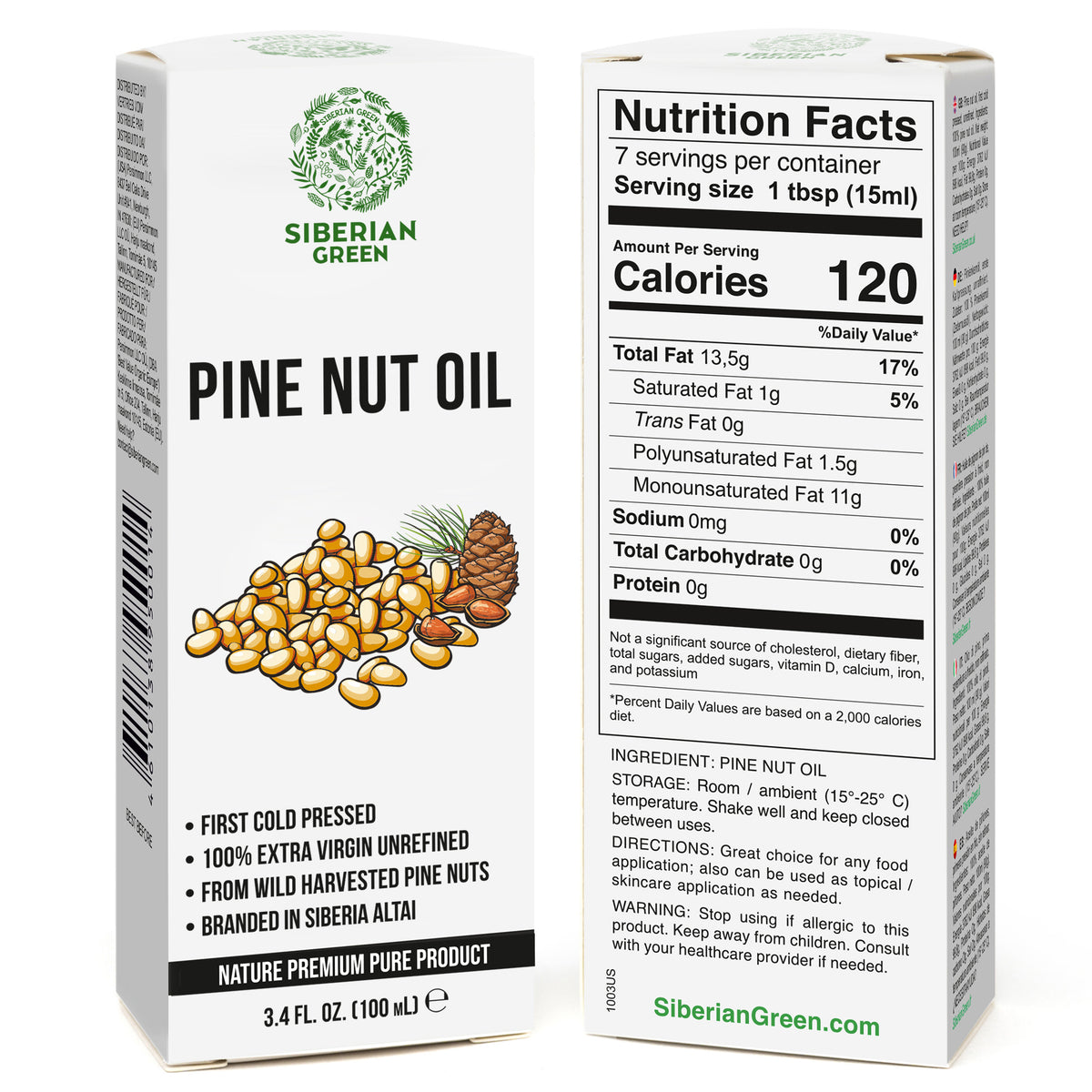 Extra Virgin Siberian Pine Nut Oil – 100% Pure & Cold Pressed