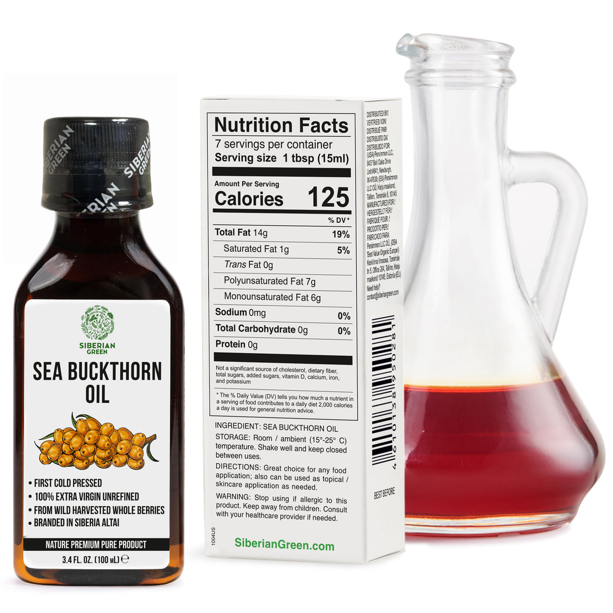 Siberian Sea Buckthorn Oil | 100% Extra Virgin Cold Pressed | 100ml