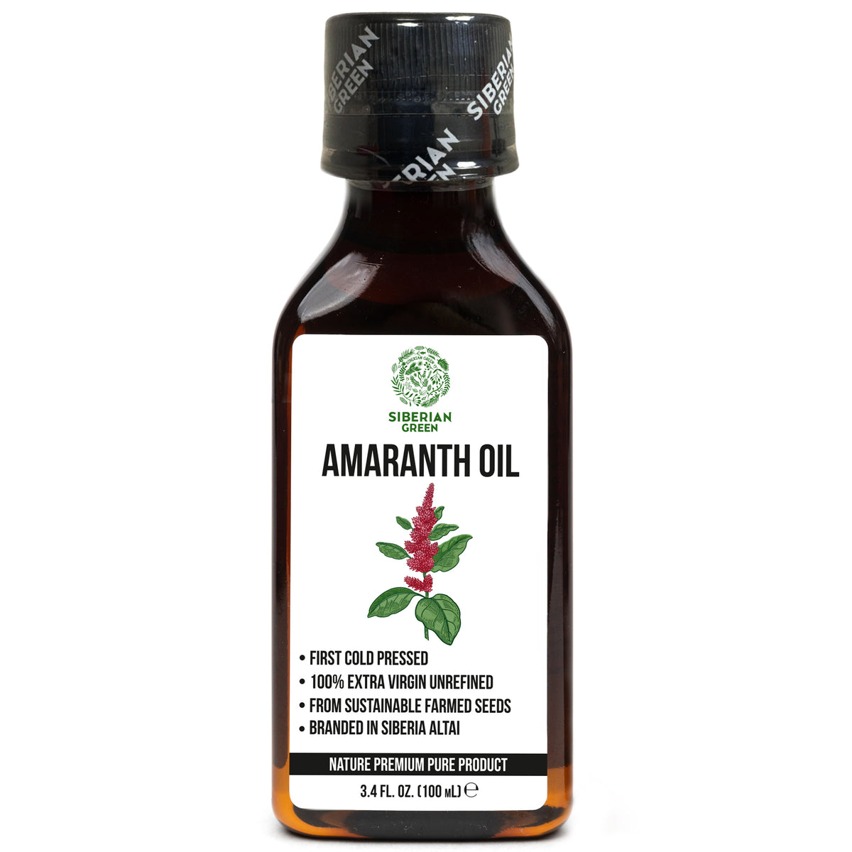 Aceite de amaranto siberiano | Virgen extra prensado en frío 100 ml / 3,4 fl oz | Escualeno de primera calidad