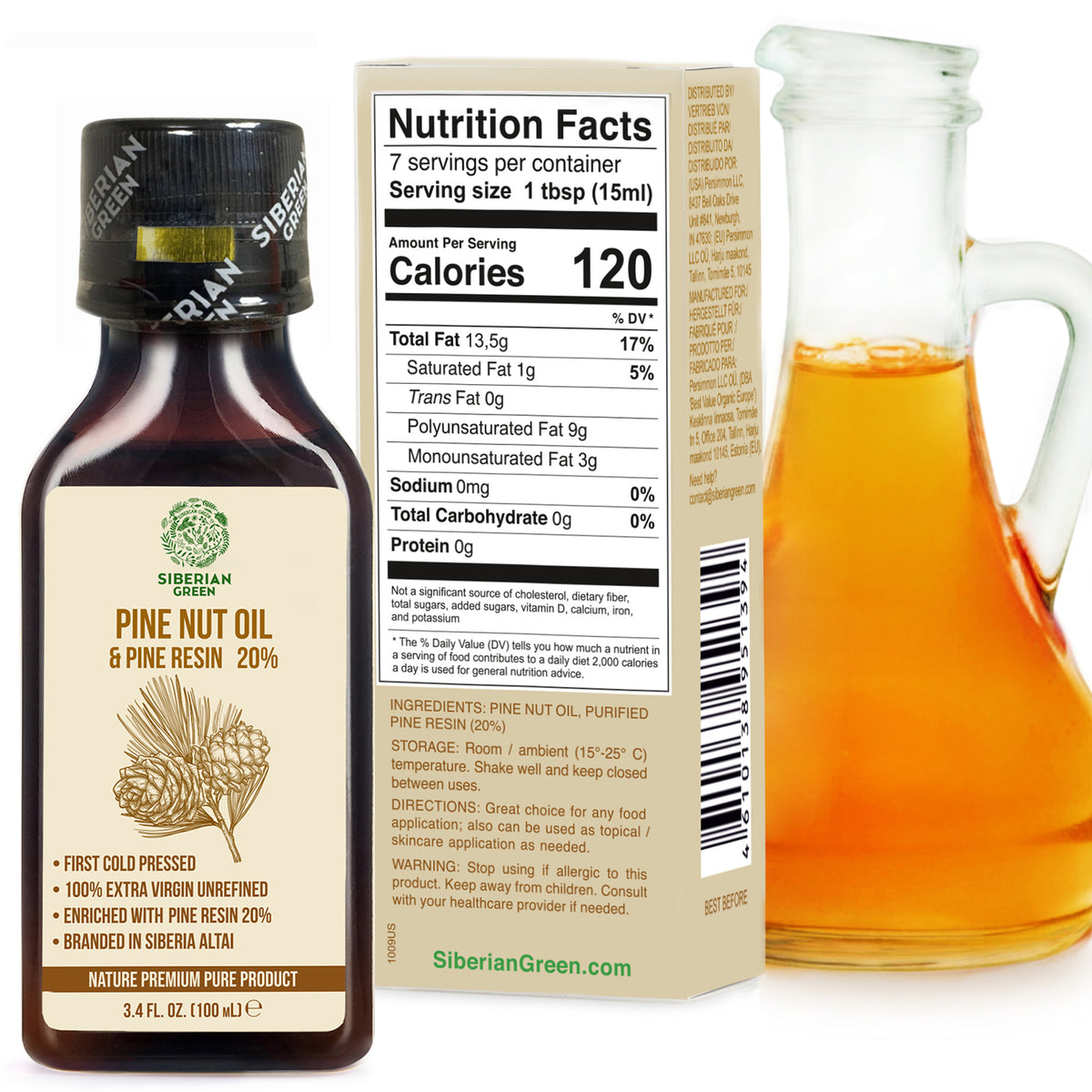 Siberian Pine Nut Oil with Cedar Resin – 100 ml for Immune Support & Digestive Health