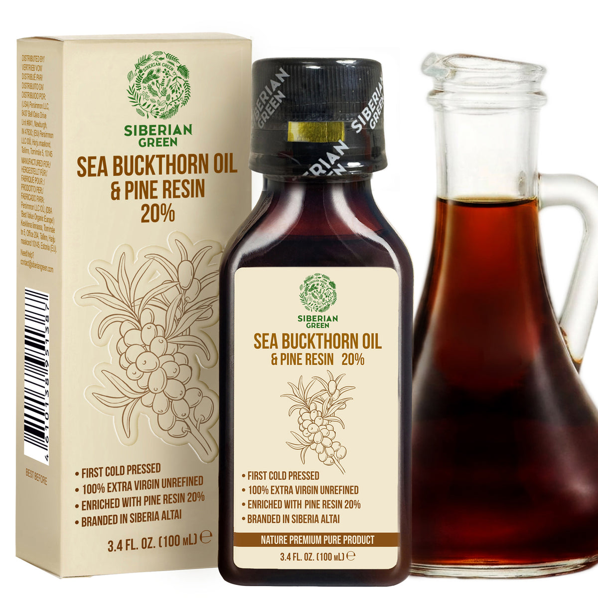 Siberian Sea Buckthorn Oil with Pure Cedar Resin - 100ml