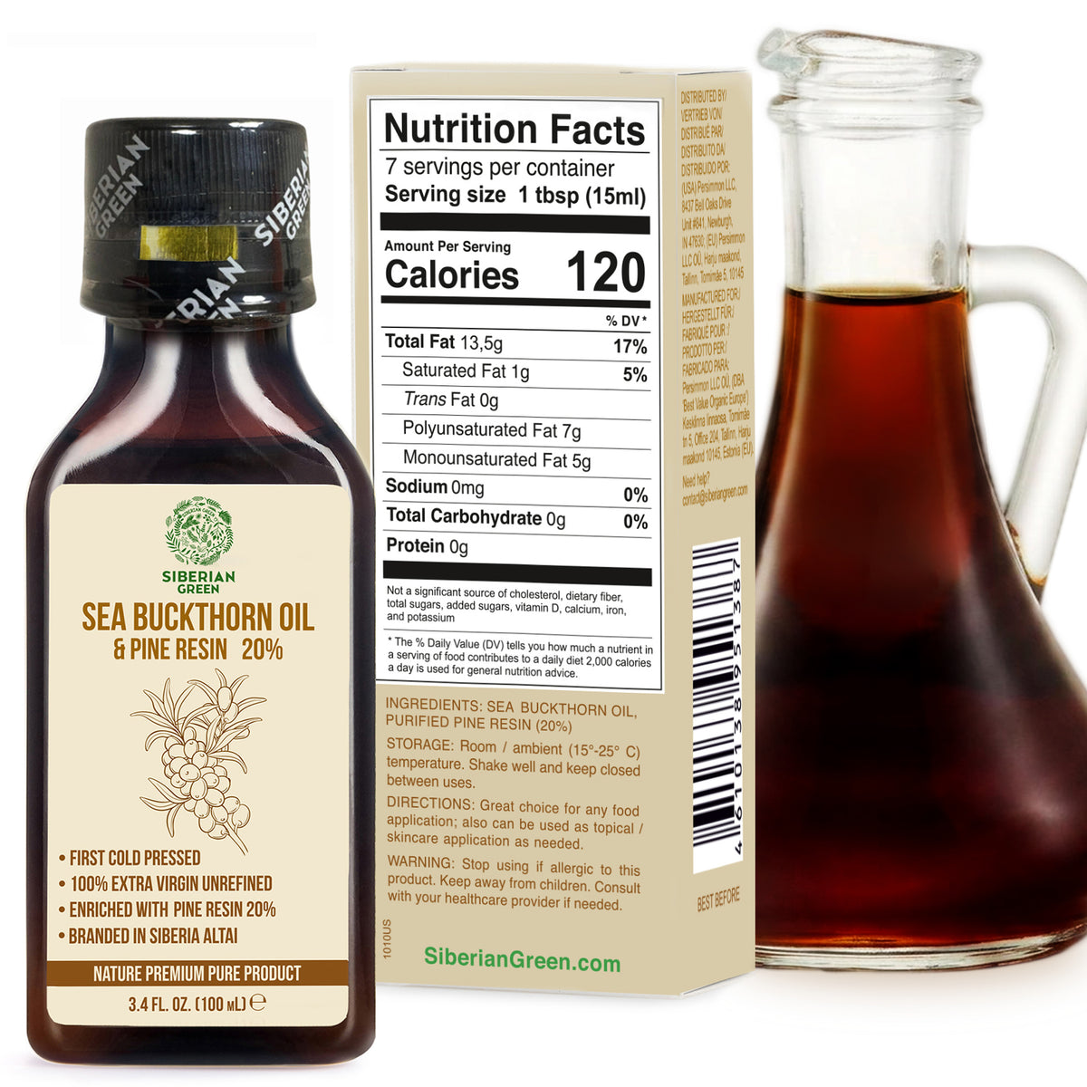 Siberian Sea Buckthorn Oil with Pure Cedar Resin - 100ml