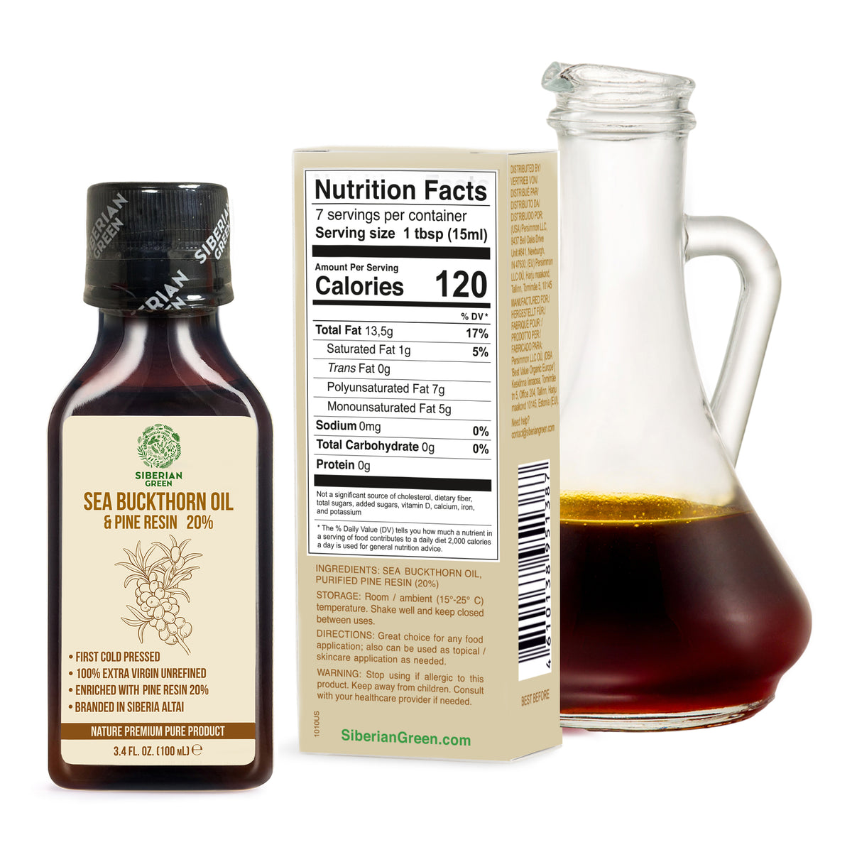 Siberian Sea Buckthorn Oil with Pure Cedar Resin - 100ml