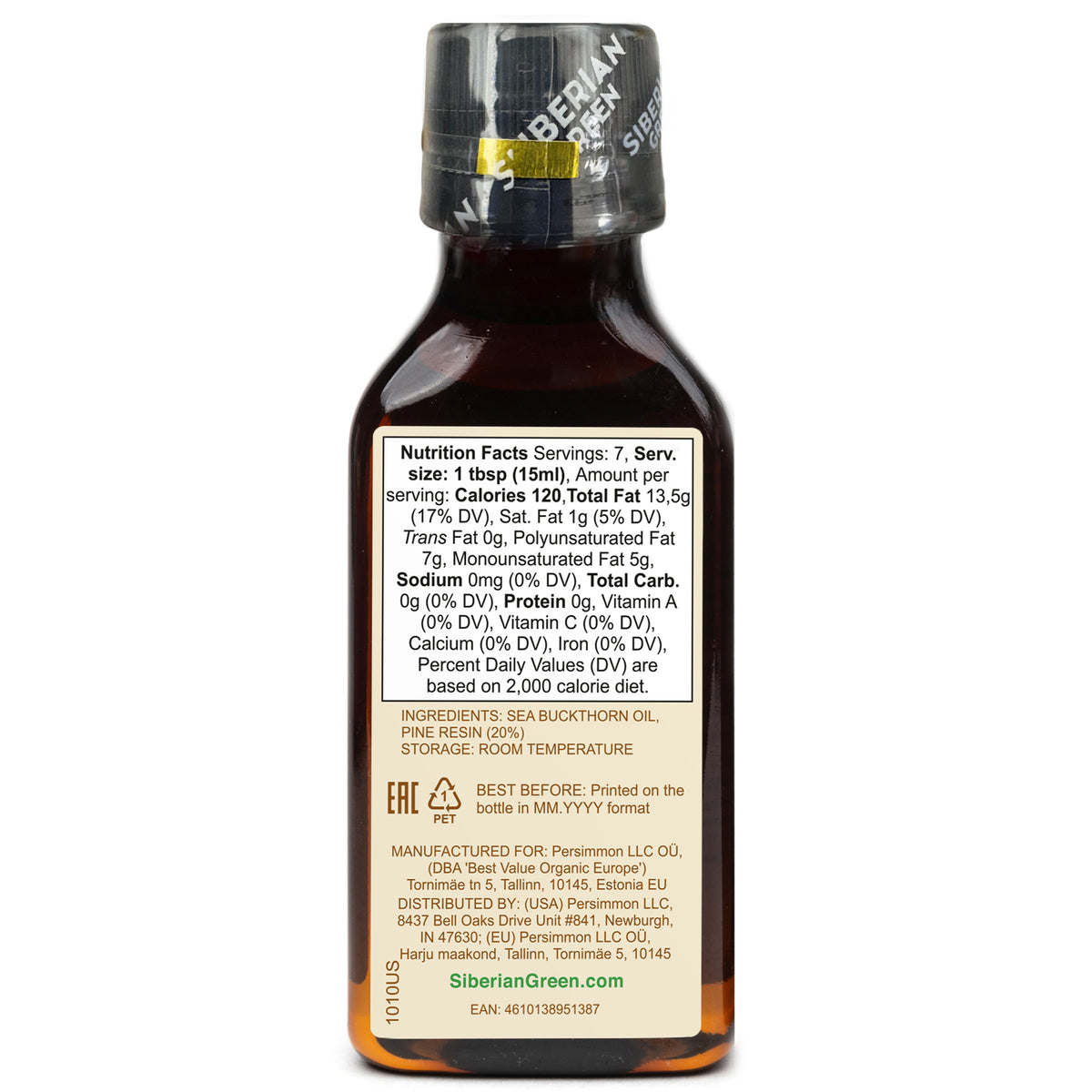 Siberian Sea Buckthorn Oil with Pure Cedar Resin - 100ml