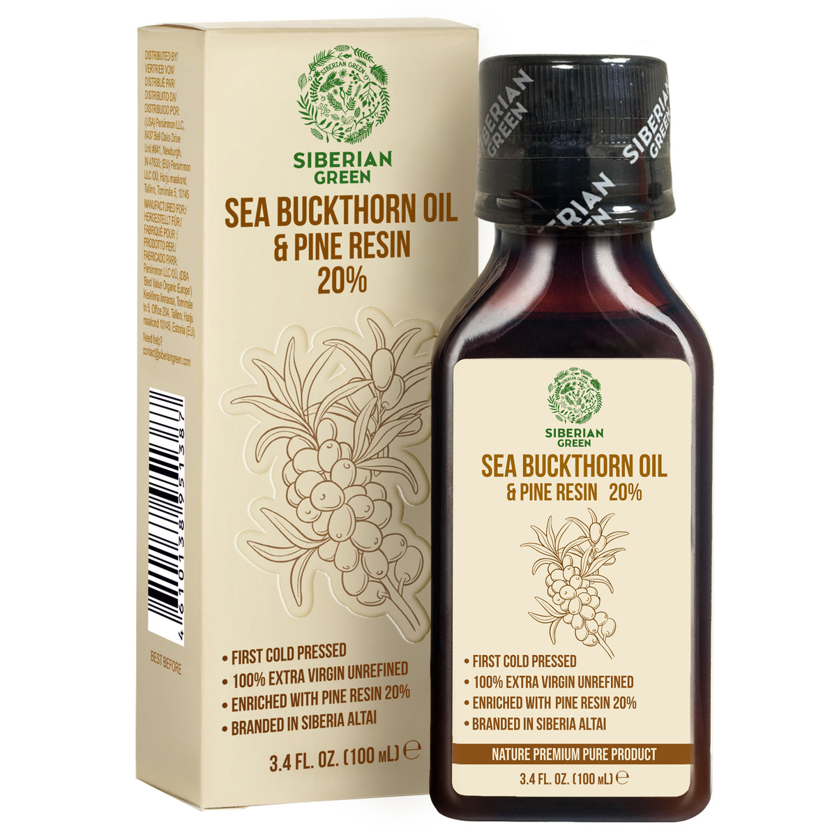 Siberian Sea Buckthorn Oil with Pure Cedar Resin - 100ml