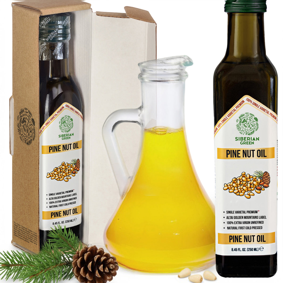 Organic Pine Nut Oil – Cold Pressed 250ml Single Varietal Premium