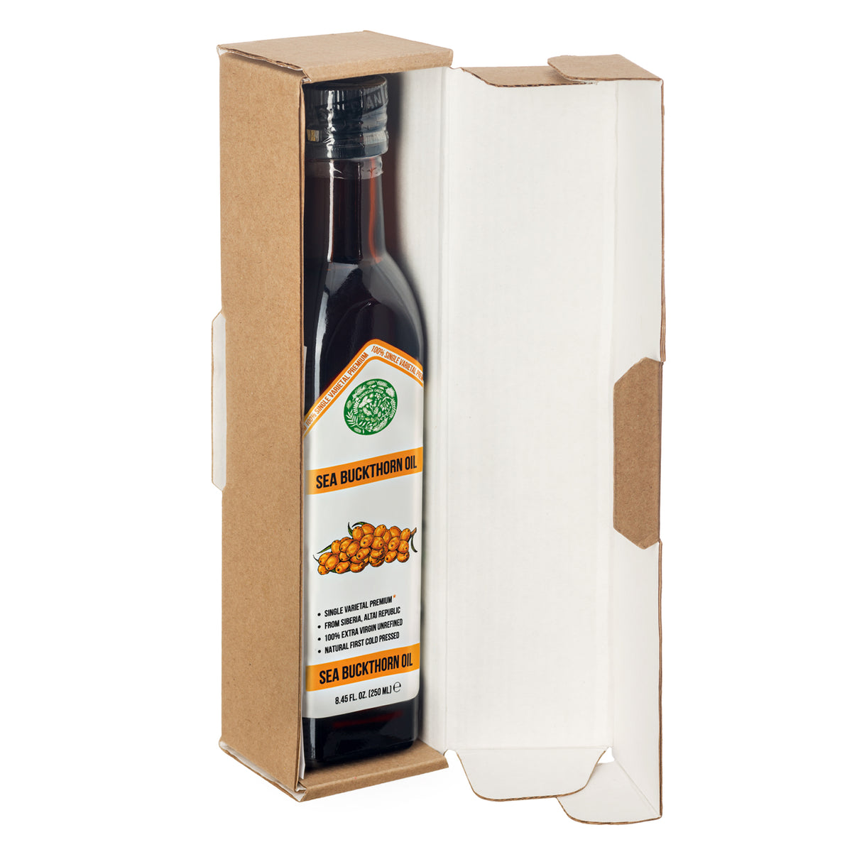 Siberian Green Sea Buckthorn Oil – 250 ml Extra Virgin (Glass Bottle)