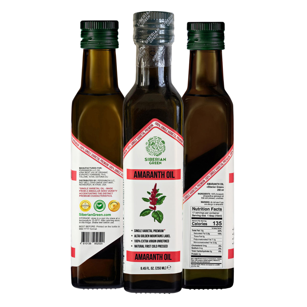Siberian Green Amaranth Oil– 250ml Premium Cold-Pressed Glass Bottle