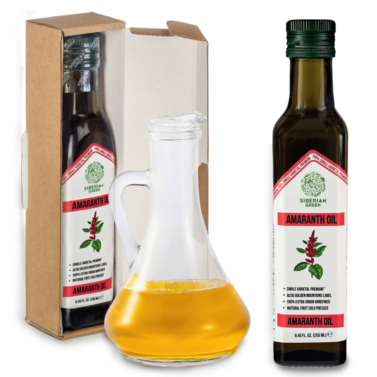 Siberian Green Amaranth Oil– 250ml Premium Cold-Pressed Glass Bottle