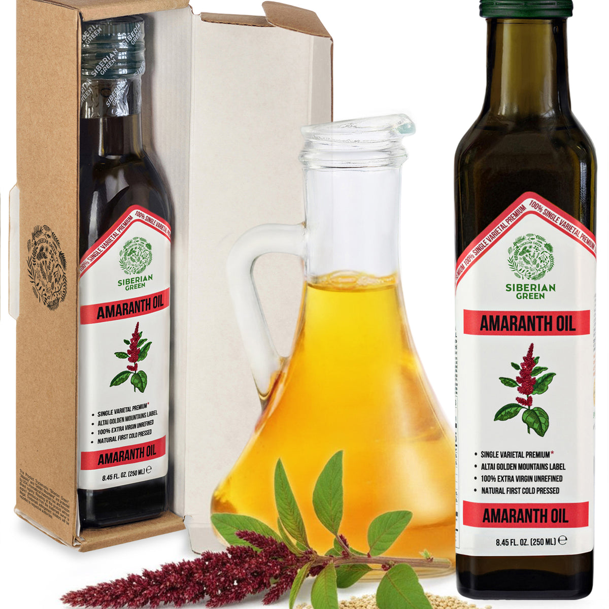 Siberian Green Amaranth Oil– 250ml Premium Cold-Pressed Glass Bottle