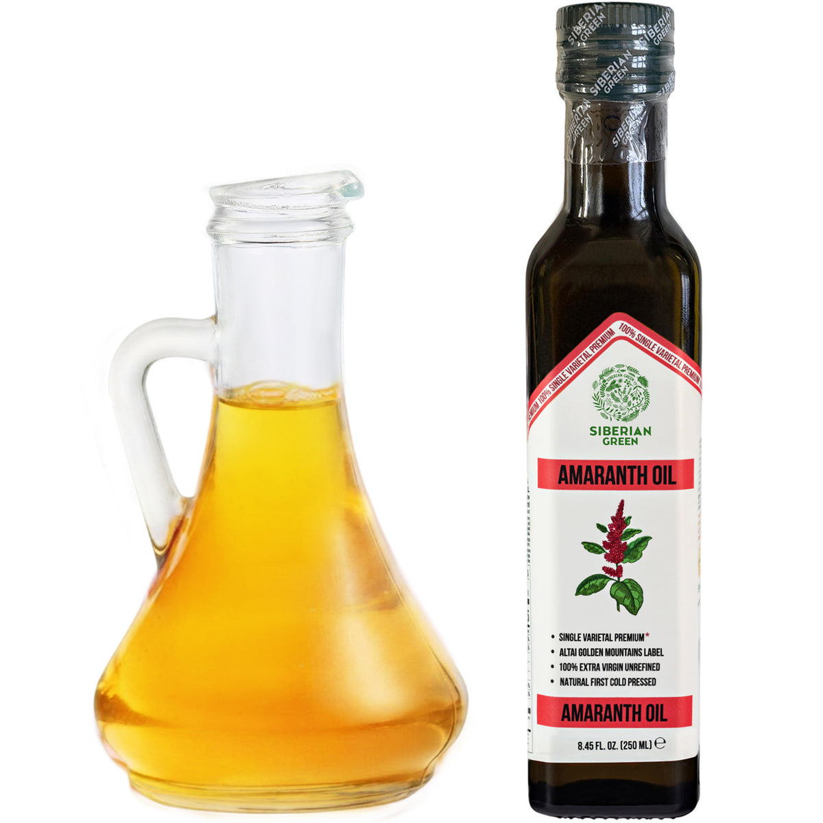Siberian Green Amaranth Oil– 250ml Premium Cold-Pressed Glass Bottle