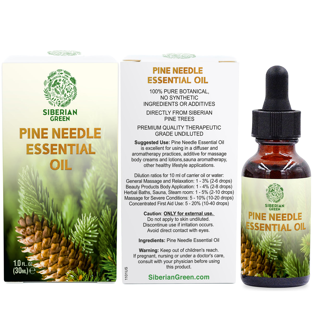 Siberian Pine Needle Essential Oil 30 ml 1.0 fl oz – Pure Therapeutic Grade Aromatherapy Oil for Diffuser, Sauna, Massage and Home Fragrance