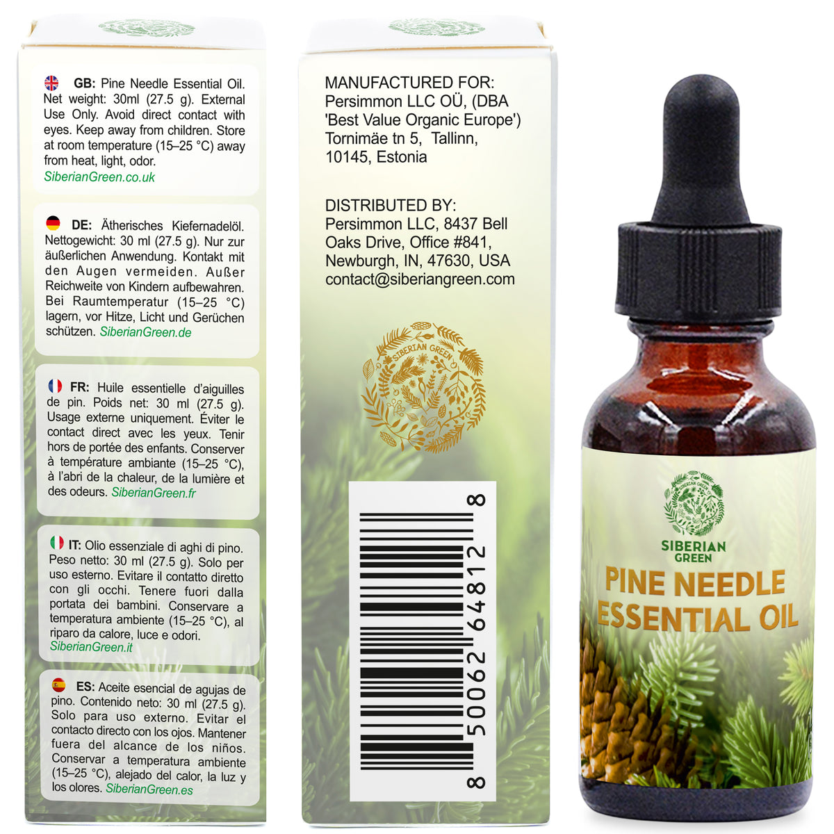 Siberian Pine Needle Essential Oil 30 ml 1.0 fl oz – Pure Therapeutic Grade Aromatherapy Oil for Diffuser, Sauna, Massage and Home Fragrance