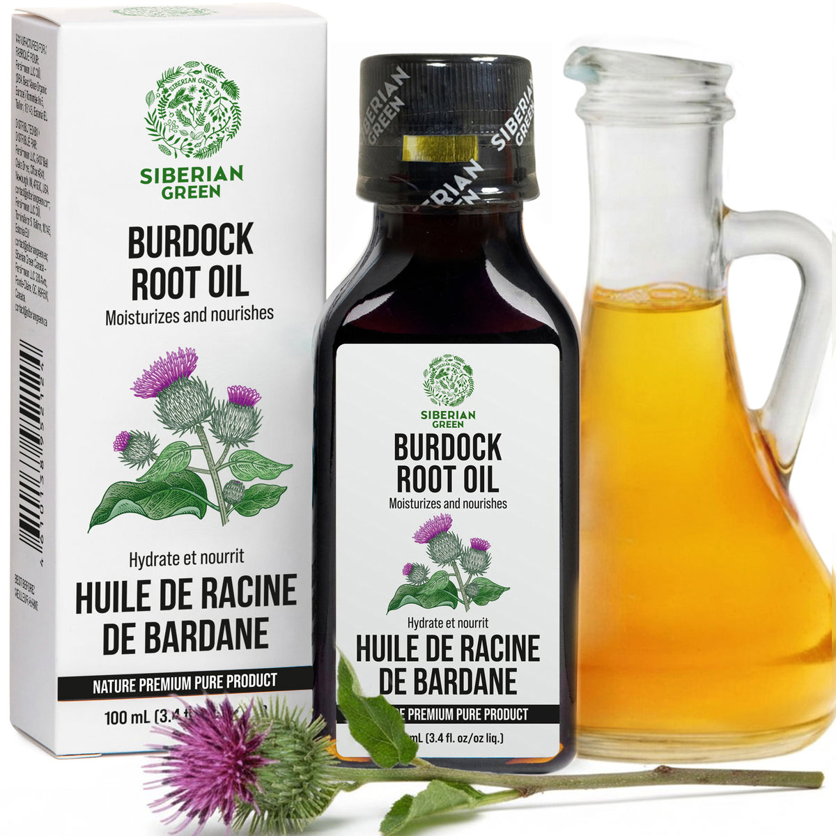 Aceite de bardana siberiana Evalar 100 ml 3,4 fl. oz Puro natural 100 % prémium Cuidado del cabello, la piel y el cuerpo