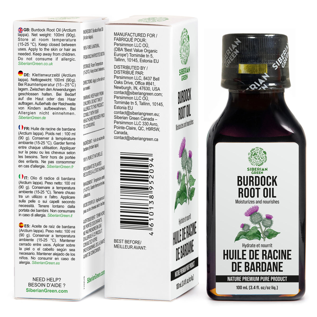 Aceite de bardana siberiana Evalar 100 ml 3,4 fl. oz Puro natural 100 % prémium Cuidado del cabello, la piel y el cuerpo