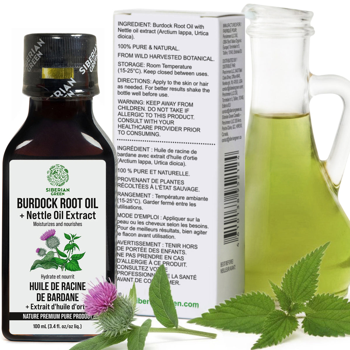 Siberian Burdock Root Oil with Nettle Oil Extract - 100ml | Natural Hair & Scalp Treatment