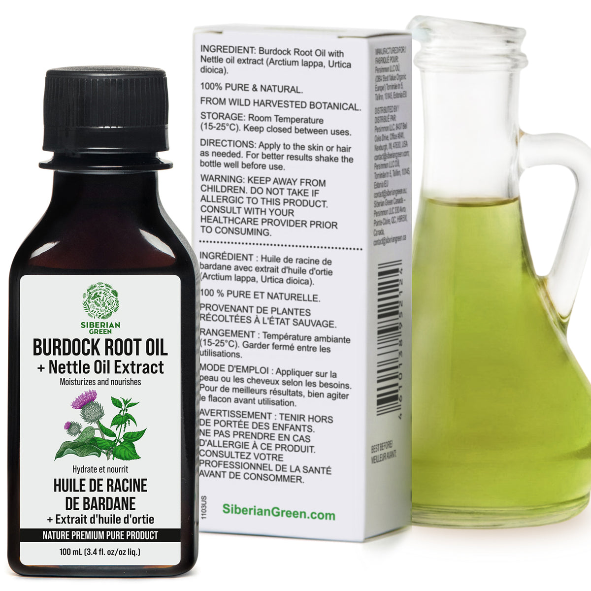 Siberian Burdock Root Oil with Nettle Oil Extract - 100ml | Natural Hair & Scalp Treatment