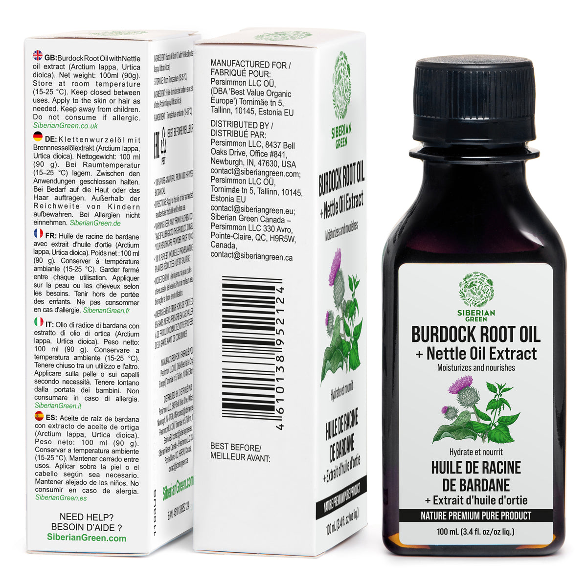 Siberian Burdock Root Oil with Nettle Oil Extract - 100ml | Natural Hair & Scalp Treatment