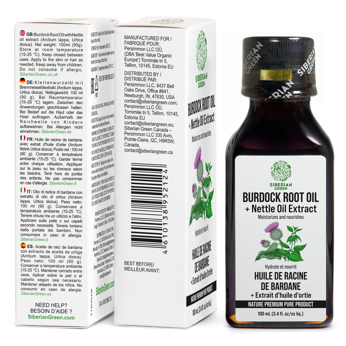 Siberian Burdock Root Oil with Nettle Oil Extract - 100ml | Natural Hair & Scalp Treatment