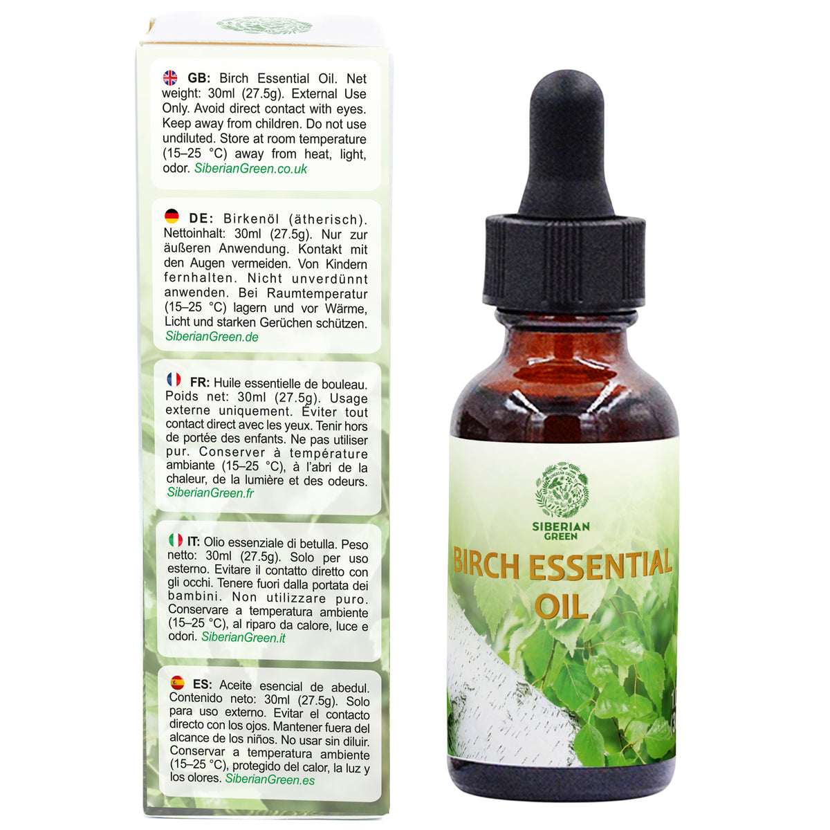 Siberian Green Birch Essential Oil 30 ml 1.0 fl oz Undiluted Aromatherapy Oil Therapeutic Grade