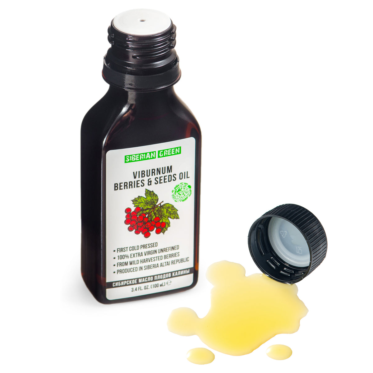 Siberian Viburnum Snowball Oil | Extra Virgin Cold Pressed 100 ml / 3.4 fl oz | Premium Carotenoids