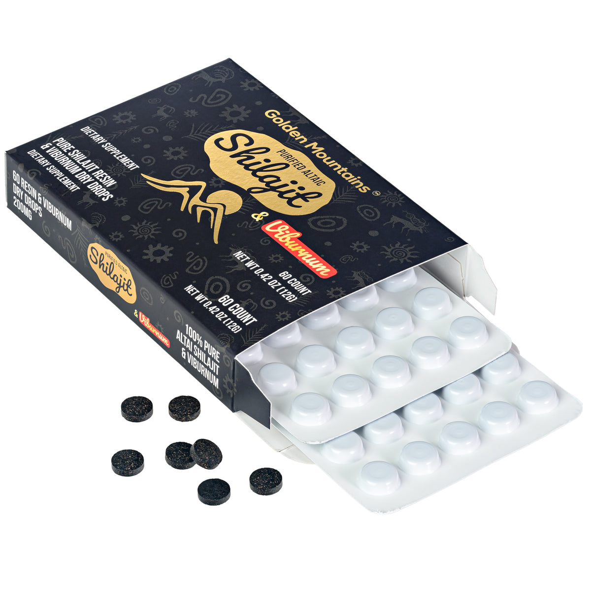 Siberian Green Shilajit Dry Drops w Viburnum Berries extract | Altai Golden Mountains | 60 x 200mg