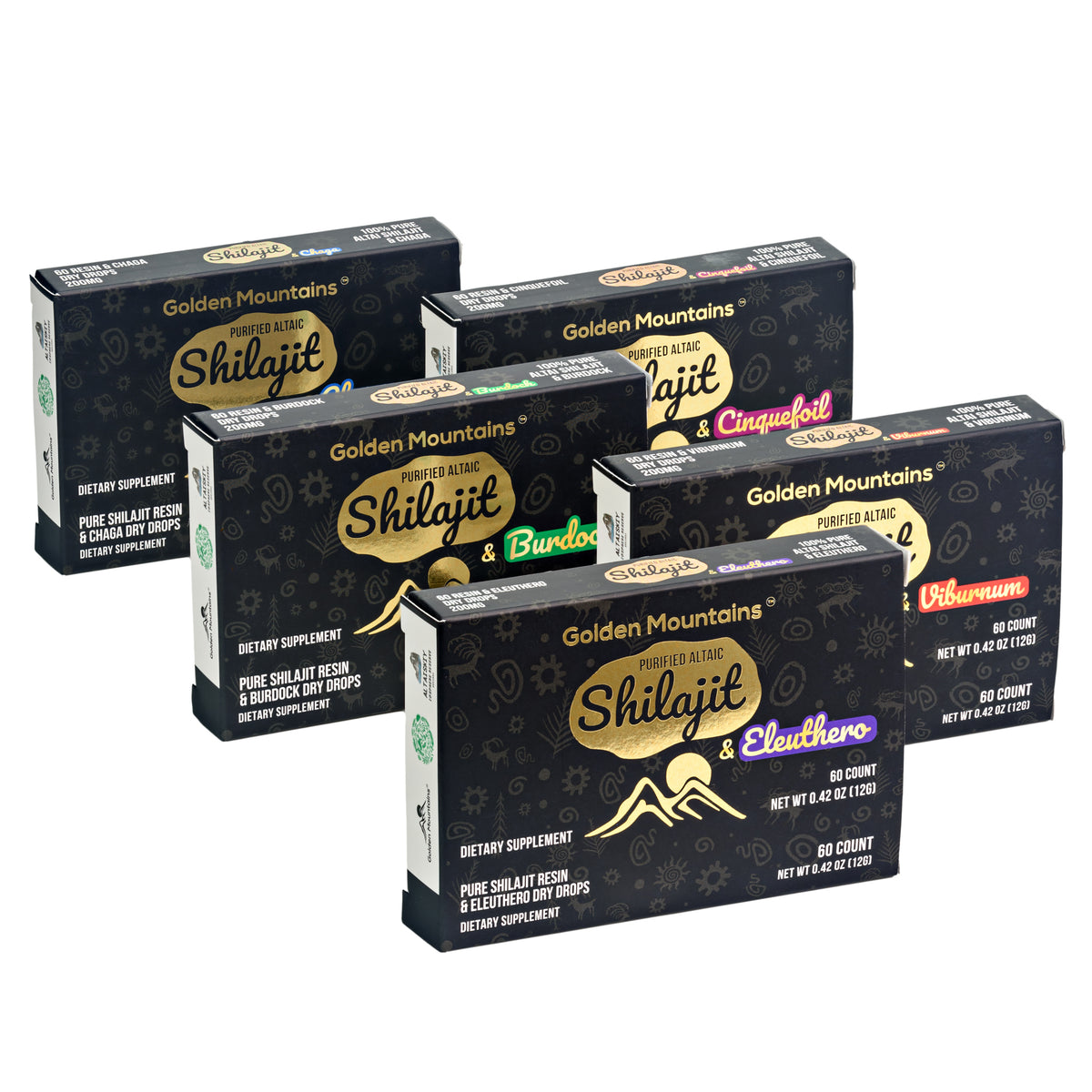 Siberian Green Shilajit Dry Drops w Eleuthero extract | Altai Golden Mountains | 60 x 200mg
