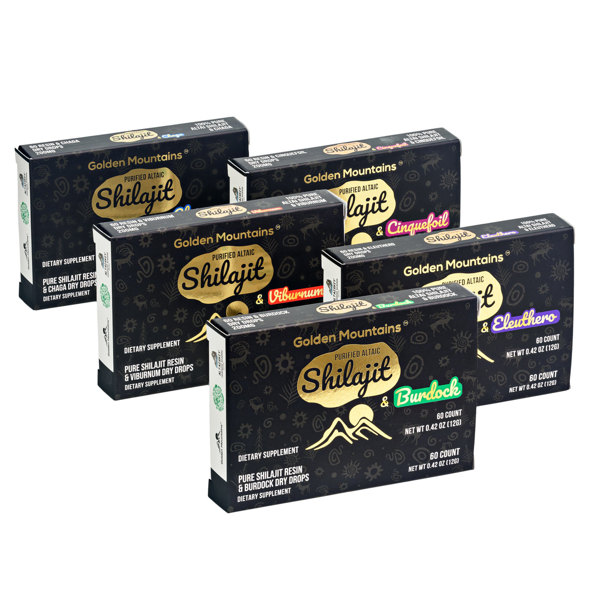 Siberian Green Shilajit Dry Drops w Burdock Root extract | Altai Golden Mountains | 60 x 200mg