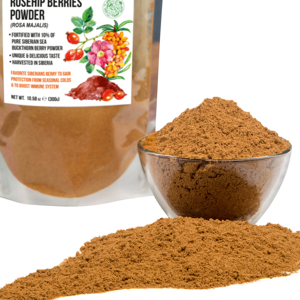 Siberian Rose Hips with Sea Buckthorn Berries Powder – 300g (10.58 oz)