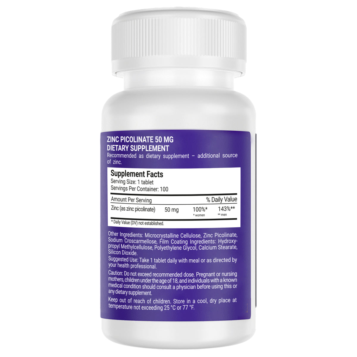 Evalar Zinc Picolinate 50 mg 100 Tablets
