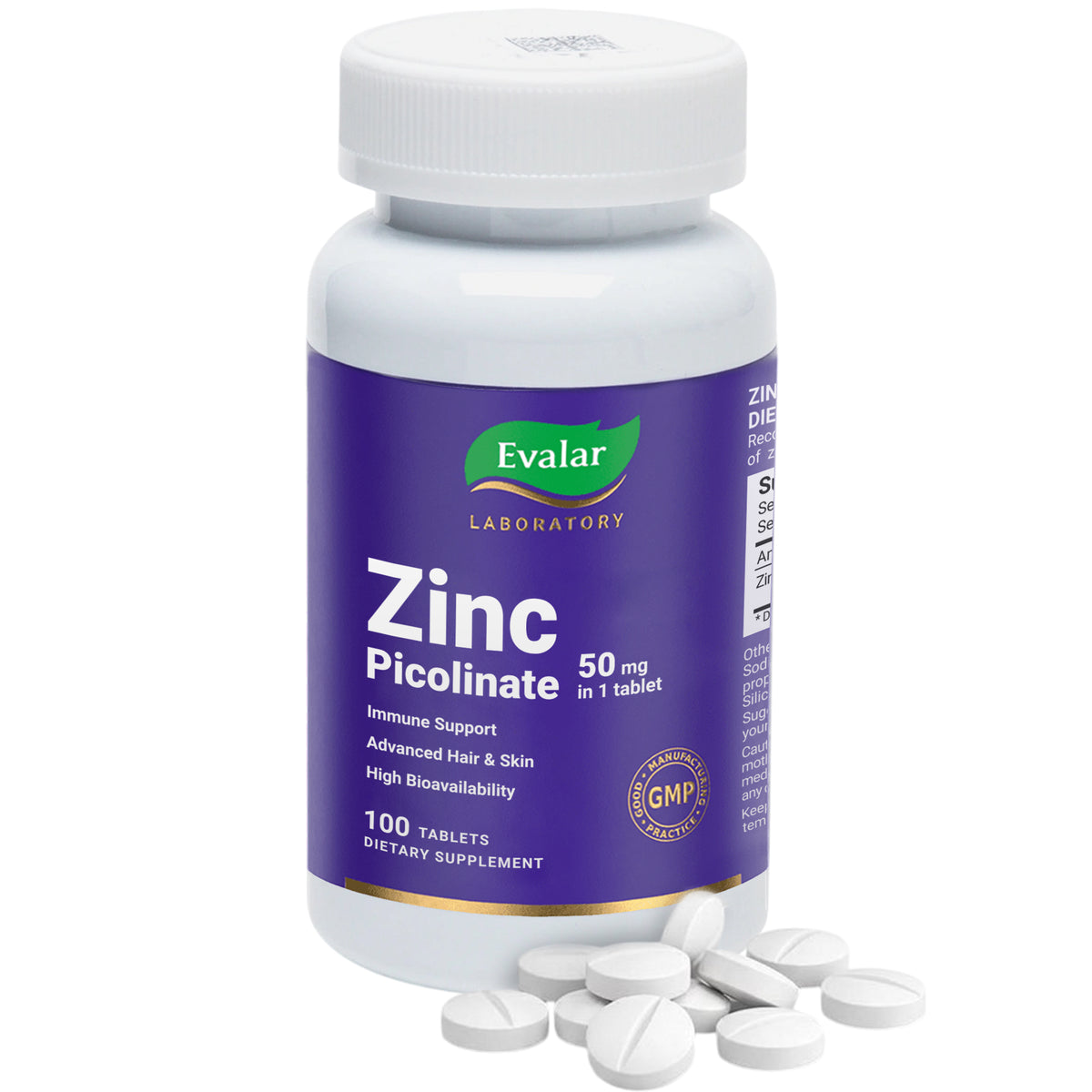 Evalar Zinc Picolinate 50 mg 100 Tablets