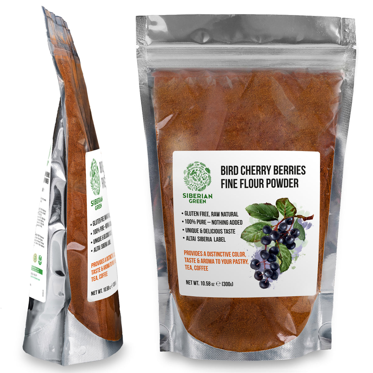 Harina fina de cereza de pájaro siberiana en polvo, 300 g (10,58 oz), cosechada de forma silvestre en la región de Altai