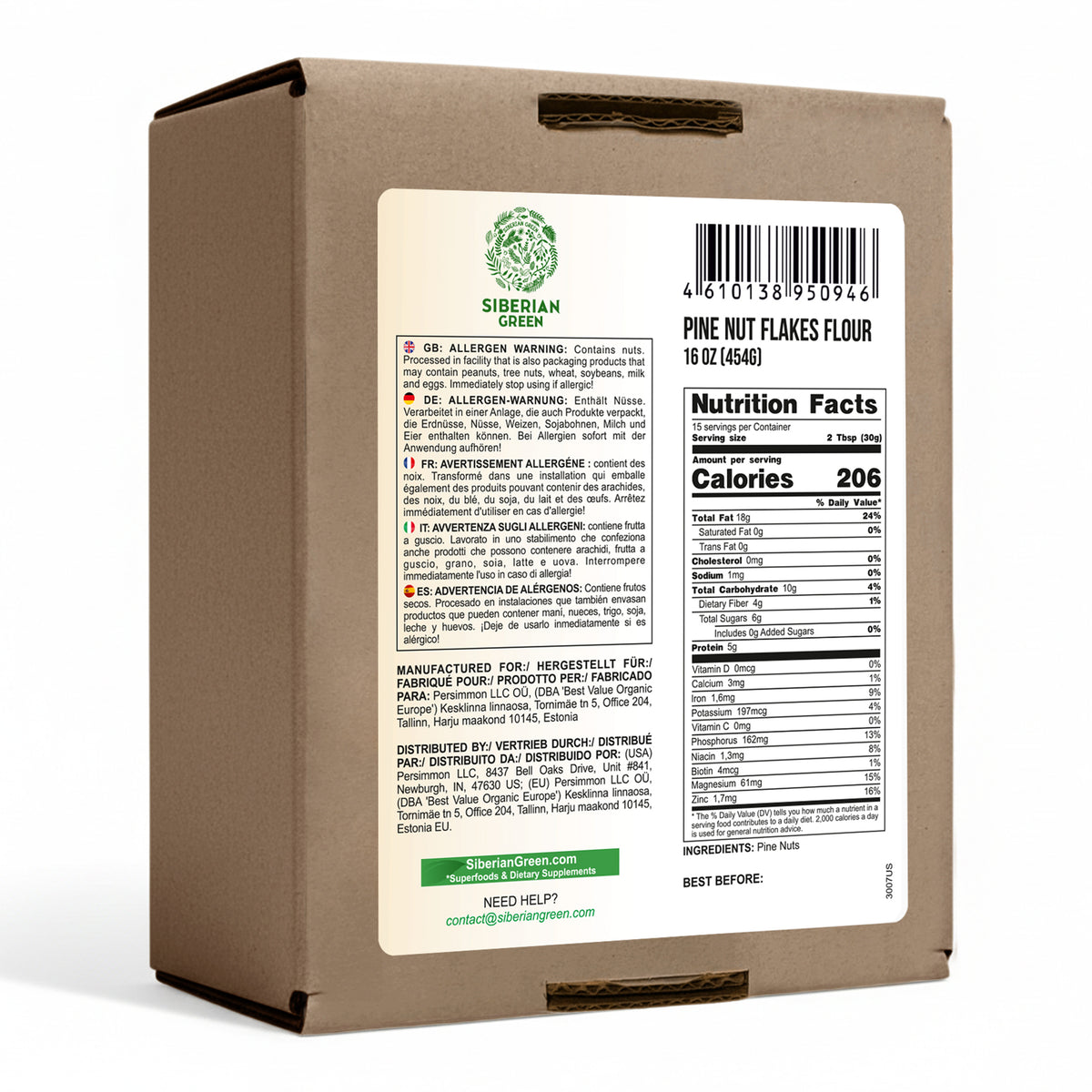 Siberian Pine Nut Flour (Kernel Powder) – 454g / 1 lb