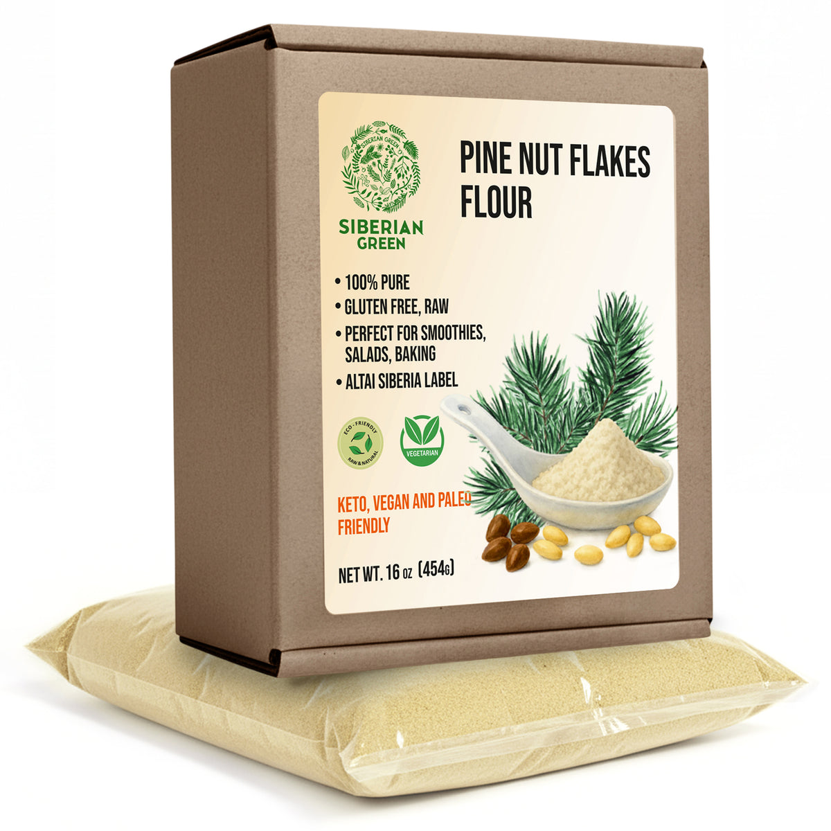 Siberian Pine Nut Flour (Kernel Powder) – 454g / 1 lb