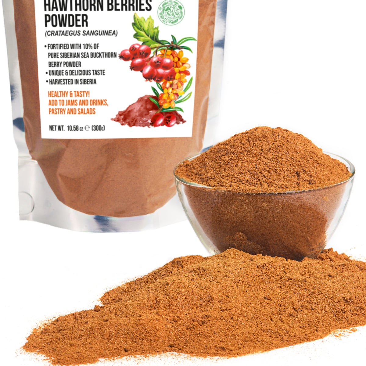 Siberian Hawthorn Powder with Sea Buckthorn – 300g