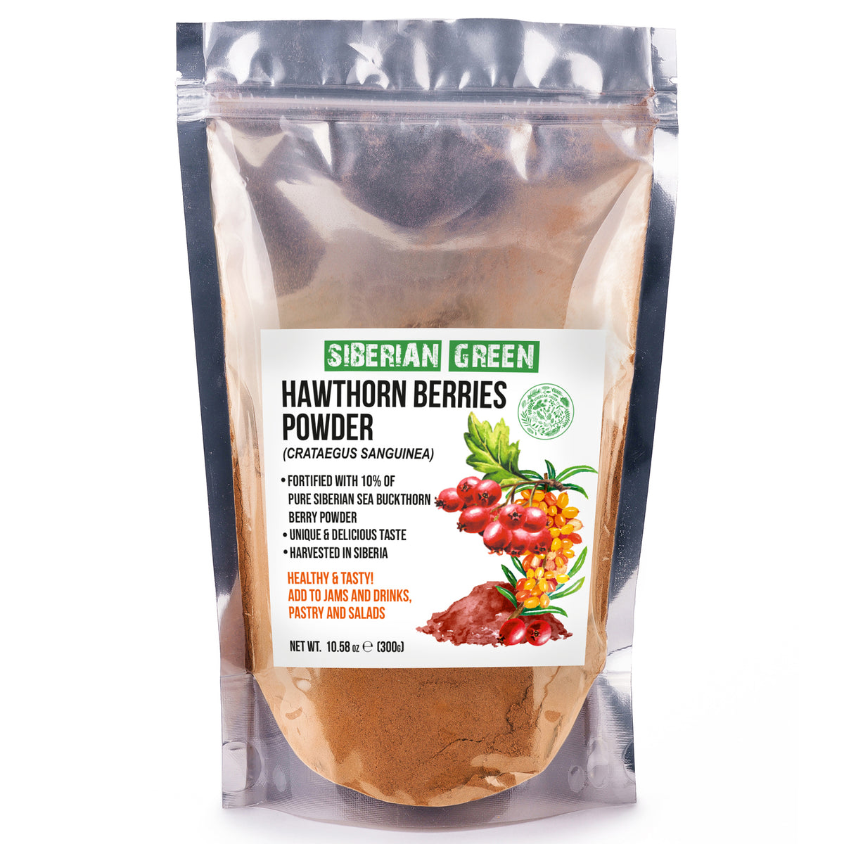 Harina de té en polvo de bayas secas de espino siberiano, 300 g (10,58 oz) Crataegus sanguinea silvestre cosechado en Altai