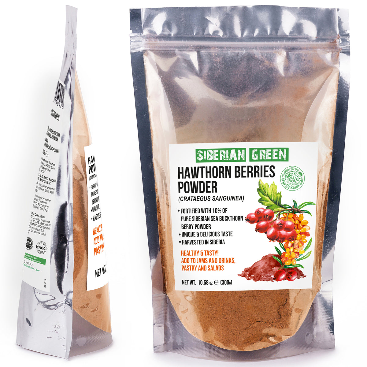 Harina de té en polvo de bayas secas de espino siberiano, 300 g (10,58 oz) Crataegus sanguinea silvestre cosechado en Altai