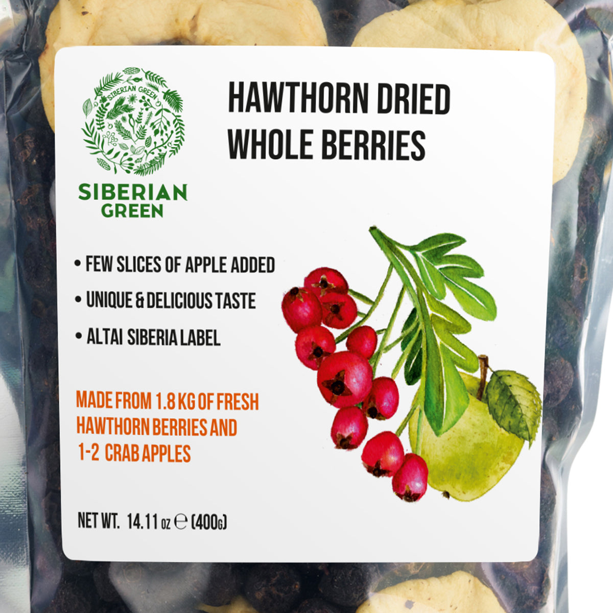 Bayas secas de espino rojo entero 400 g (14,11 oz) Crataegus sanguinea recolectado de forma silvestre en Altai