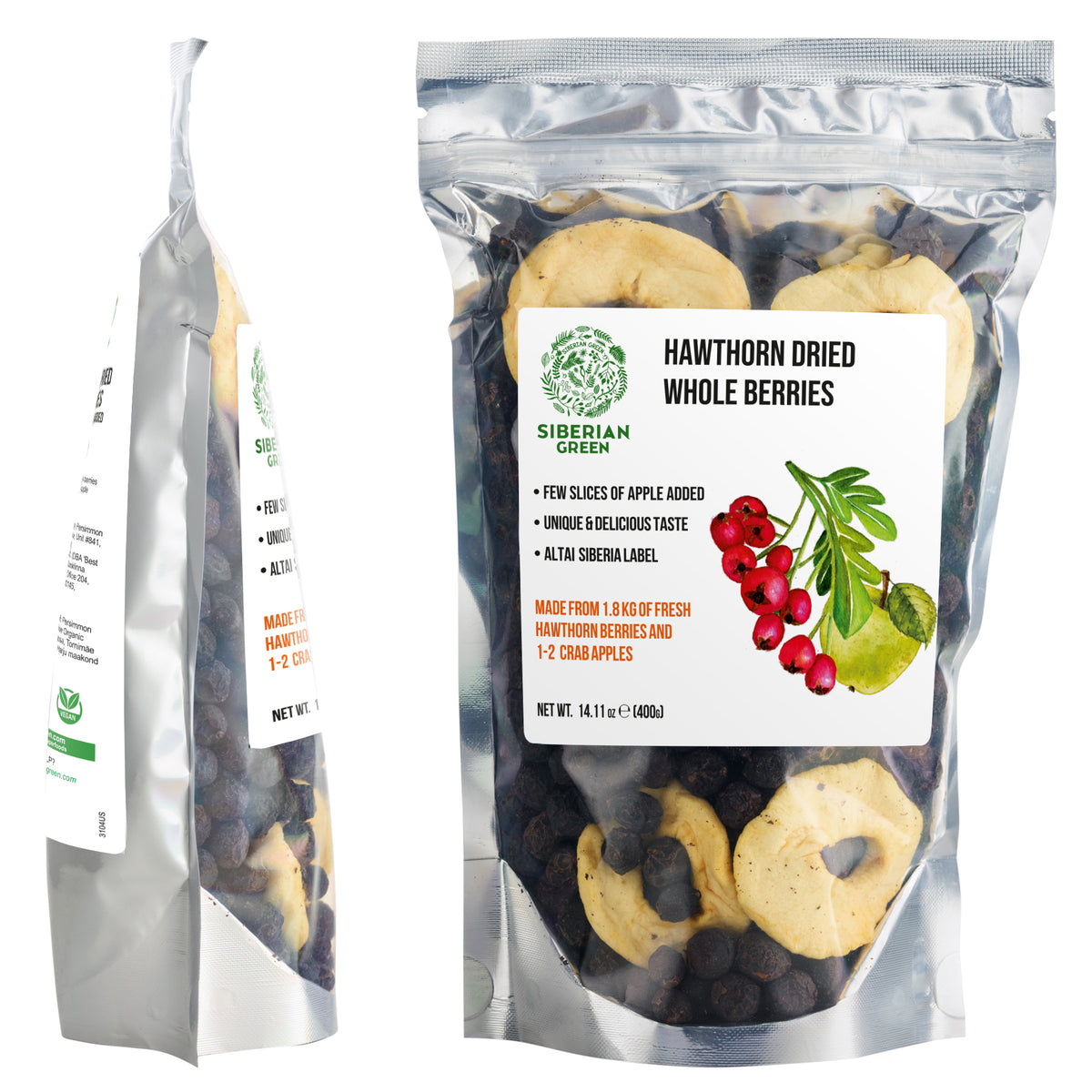 Bayas secas de espino rojo entero 400 g (14,11 oz) Crataegus sanguinea recolectado de forma silvestre en Altai