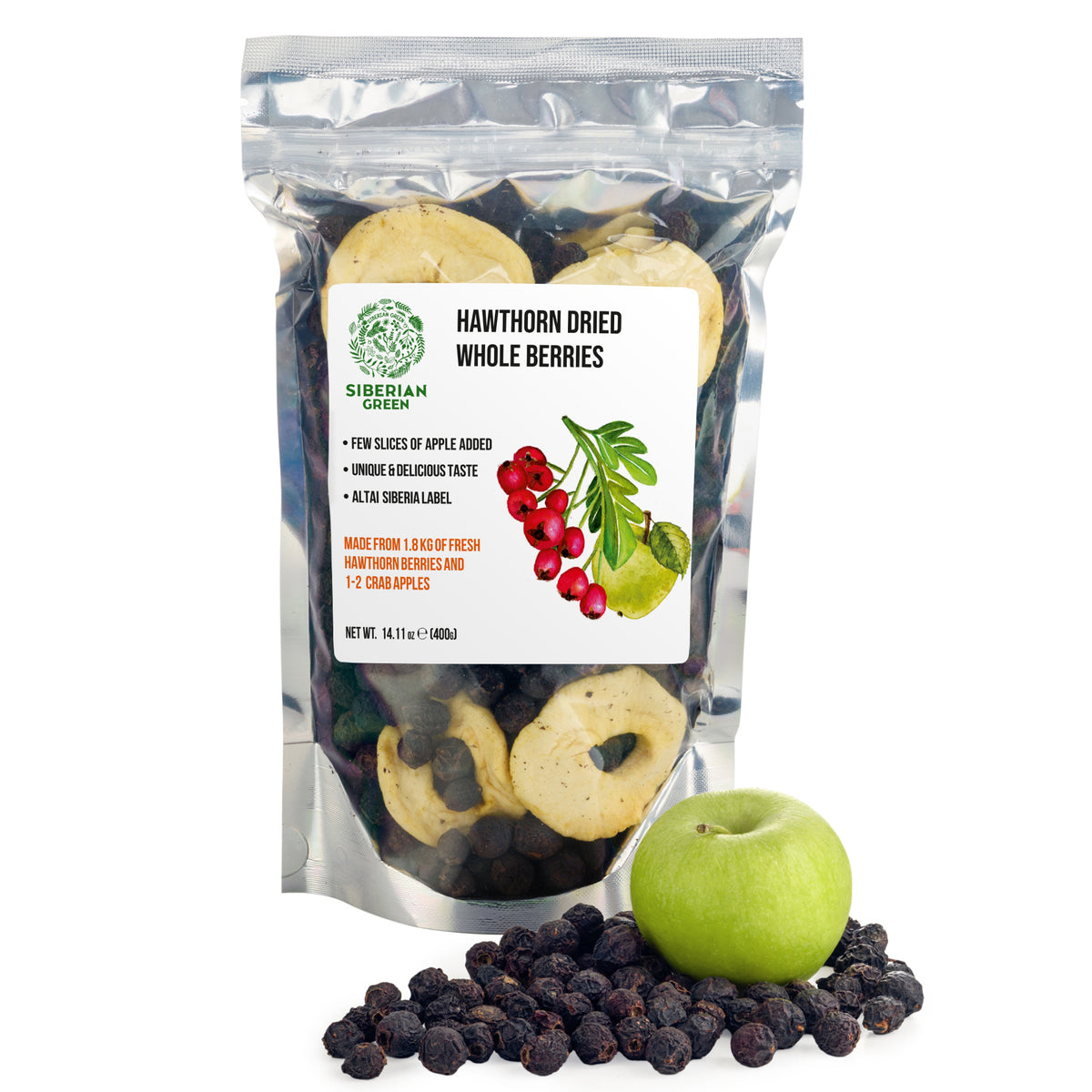 Bayas secas de espino rojo entero 400 g (14,11 oz) Crataegus sanguinea recolectado de forma silvestre en Altai