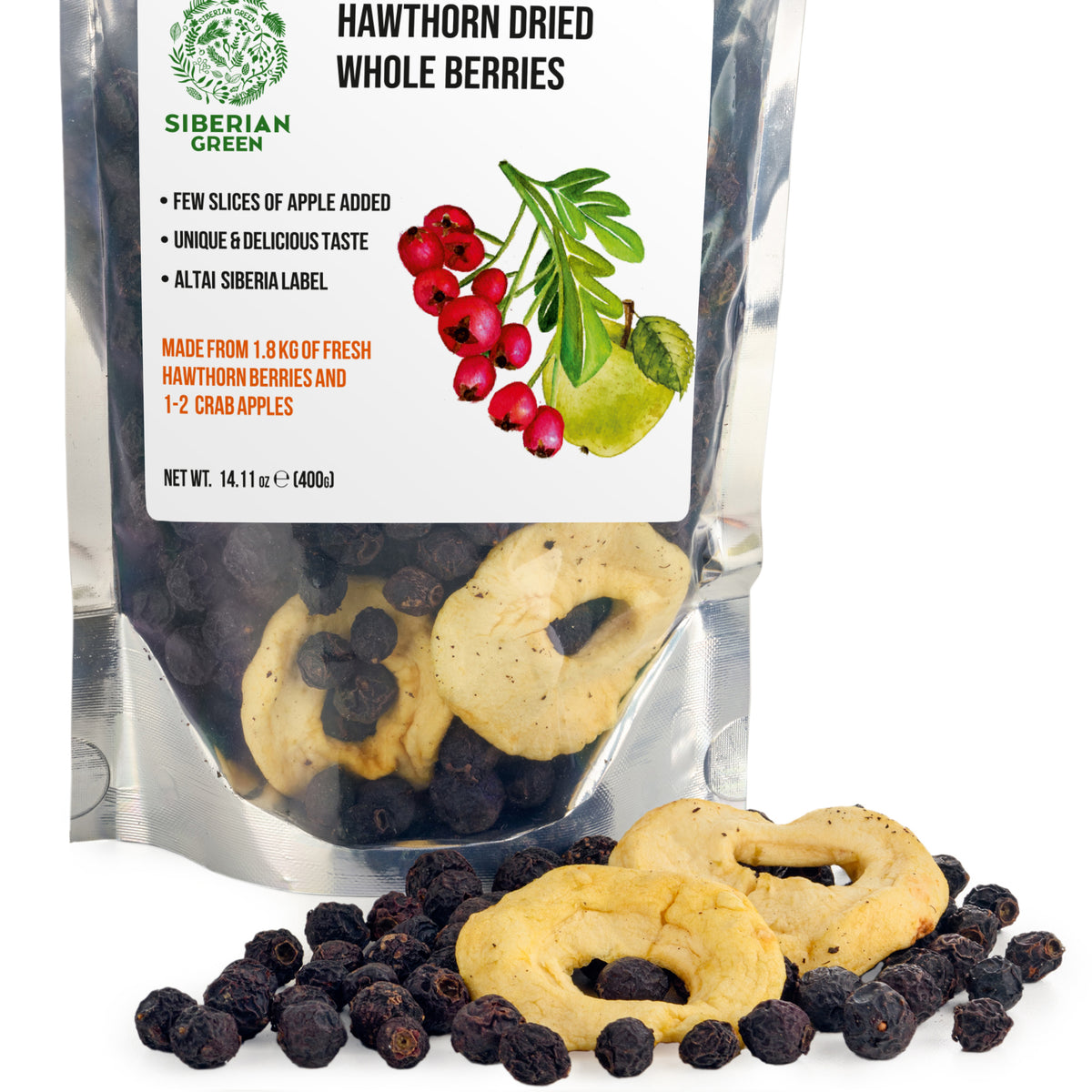 Bayas secas de espino rojo entero 400 g (14,11 oz) Crataegus sanguinea recolectado de forma silvestre en Altai