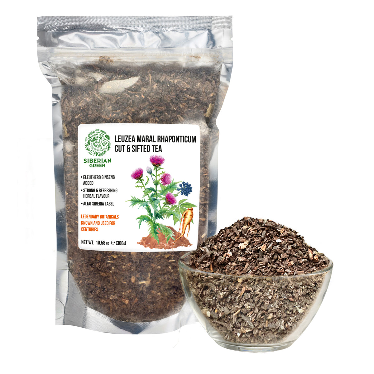 Polvo suelto de té de raíz de leuzea 300 g (10,58 oz) Maral Rhaponticum carthamoides recolectado de forma silvestre de Altai