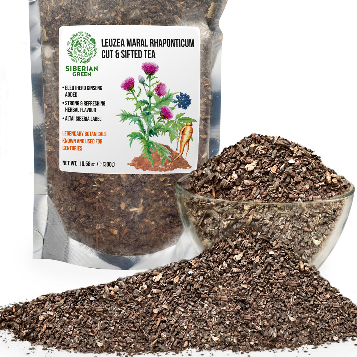 Polvo suelto de té de raíz de leuzea 300 g (10,58 oz) Maral Rhaponticum carthamoides recolectado de forma silvestre de Altai
