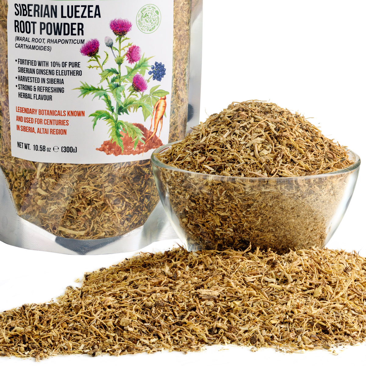 Leuzea Root Tea Loose Powder 300g (10.58oz) Wild Harvested Maral Rhaponticum carthamoides from Altai