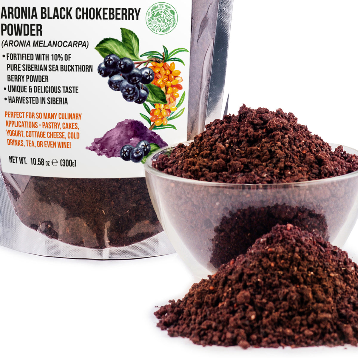 Aronia Berry Powder | Wild-Harvested Siberian Black Chokeberry | 300g