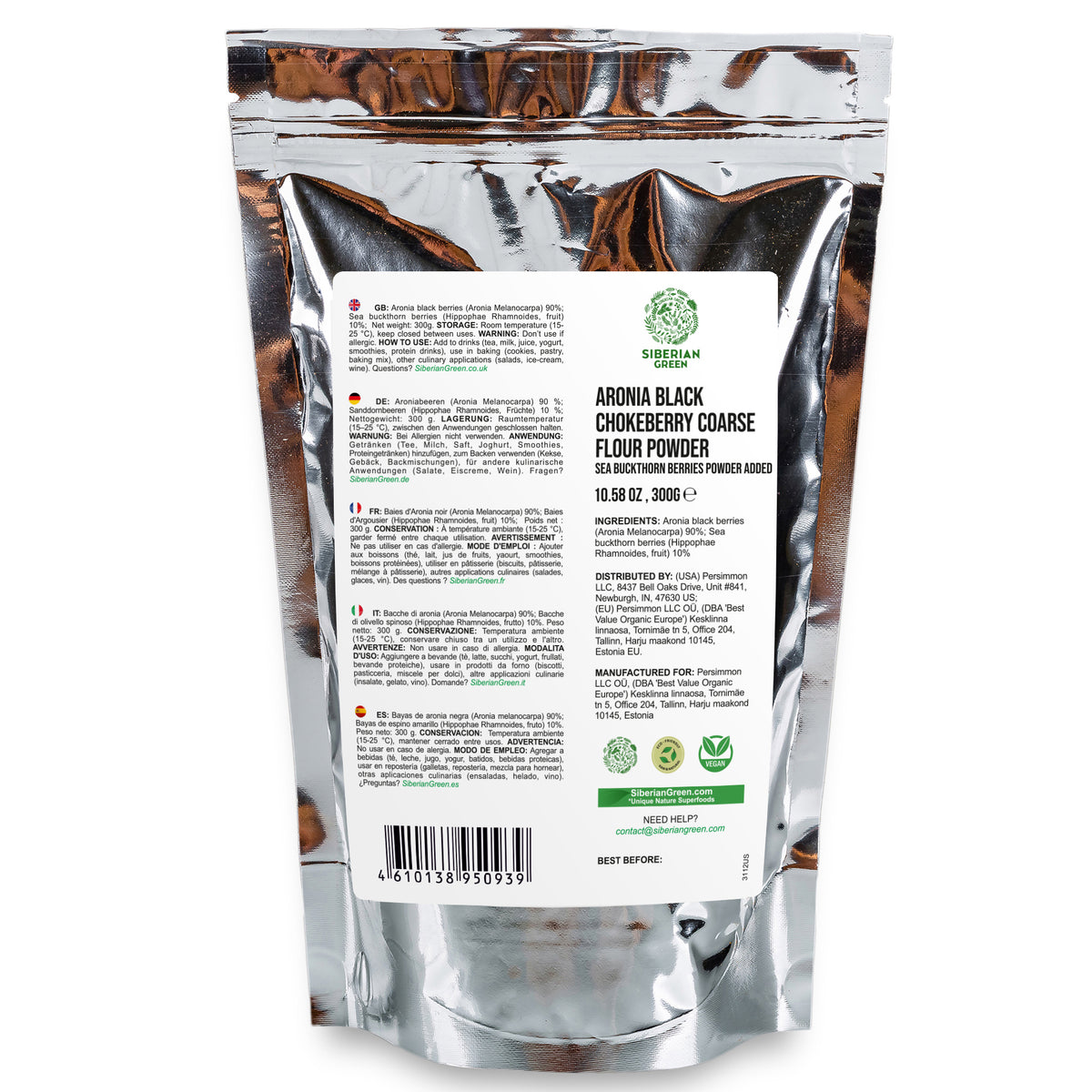 Siberian Green - Black Aronia Berry & Sea Buckthorn Powder – 300g (10.58 oz)